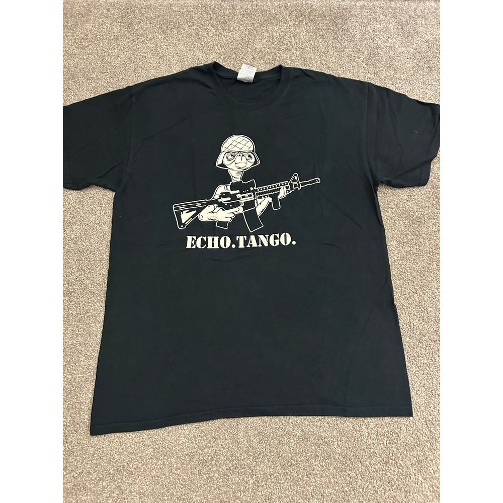 Echo Tango E.T. Graphic T-Shirt Mens Large Black Excellent Parody Tee